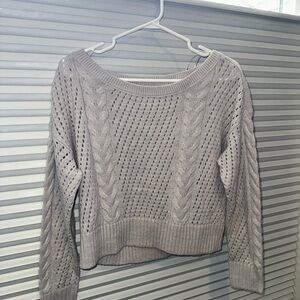 Garage Light Gray Cable Knit Sweater